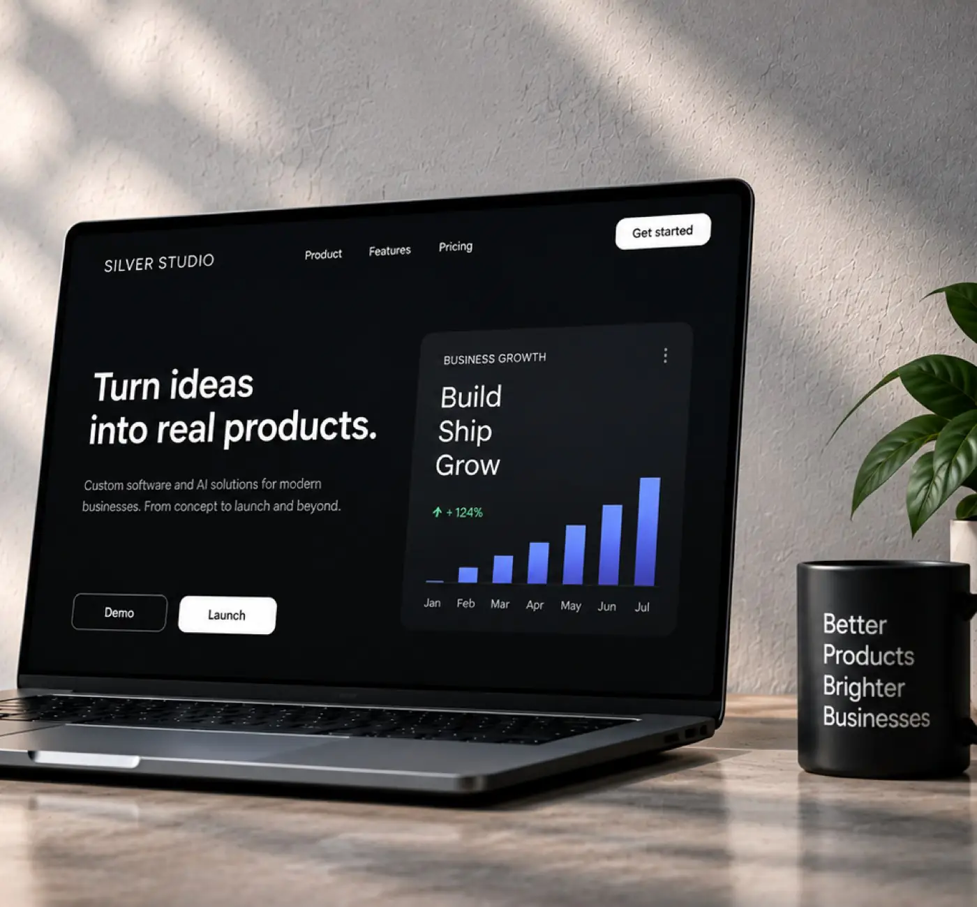 Il concept di un sito web mostrato su un laptop