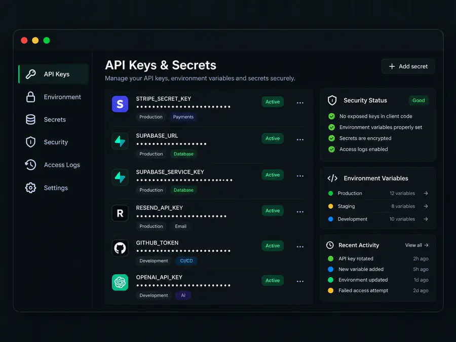 Keys and secrets example