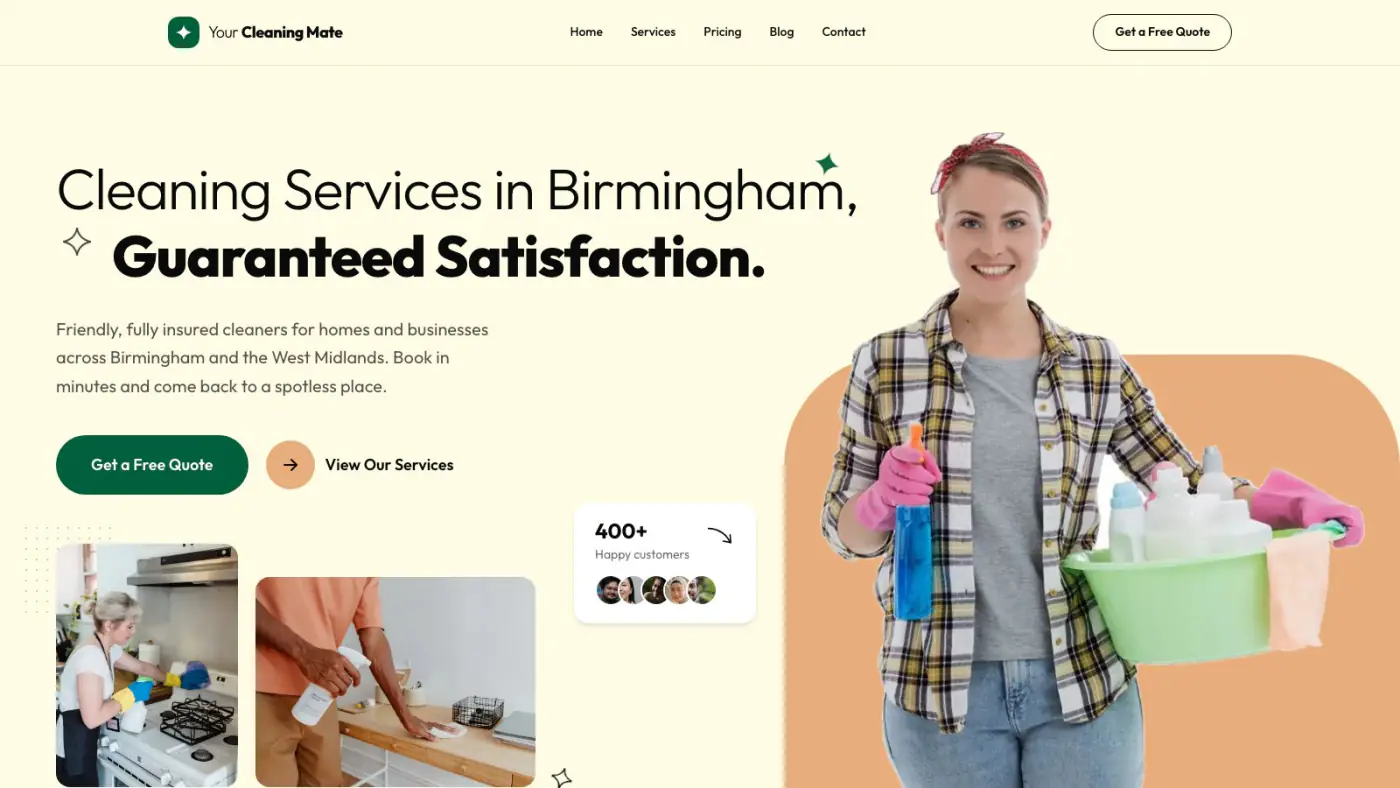 Your Cleaning Mate, Faqe interneti